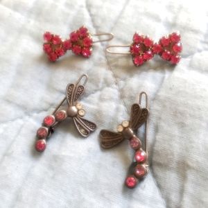 Pink rhinestone barrettes